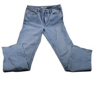 Lands End Womens Jeans Size 10 Tall‎ Light Wash Blue Flare Denim Pants